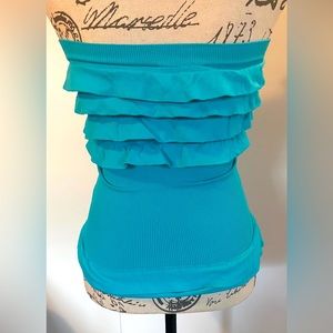 Y2k Turquoise Bebe Tube Halter Top size petite small